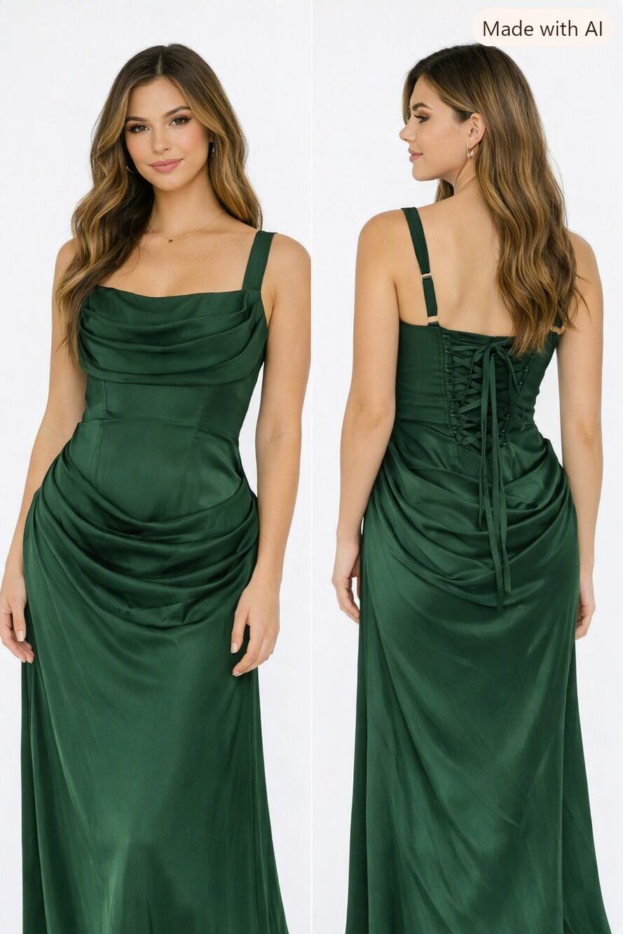NWT Green Fashion Brand Evening Gown Lace Up Back – Size 8